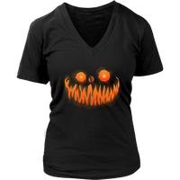 Evil Monster Halloween Tshirt - Jack O Lantern Smile Tee - Womens Plus Size up to 4X