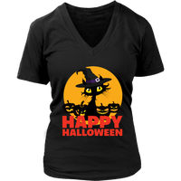 Black Cat Witch T-Shirt - Kitty Halloween Costume TShirt - Womens Plus Size Up To 4X