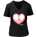 Love Peace Heart Sign T-Shirt - Valentine Retro Tee 60s - Womens Plus Size up to 4X