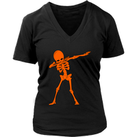 Neon Dabbing Skeleton Tshirt - Creepy Halloween Dancing Bone - Womens Plus Size up to 4X