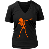 Neon Dabbing Skeleton Tshirt - Creepy Halloween Dancing Bone - Womens Plus Size up to 4X