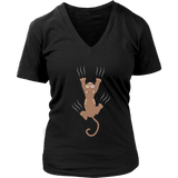 Clinging Cat T-shirt - Kitty Scratches Tshirt - Womens Plus Size Up To 4X