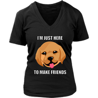 Friendly Dog Graphic Tshirt - Cute Dogs Make Friends Tee - Womens Plus Size Up To 4X