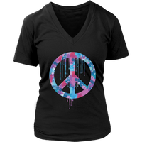 Dripping Paint Peace Sign T-Shirt - Tie Dye Retro Tee - Womens Plus Size up to 4X