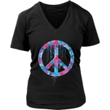 Dripping Paint Peace Sign T-Shirt - Tie Dye Retro Tee - Womens Plus Size up to 4X