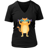 Catfish Funny Fishing Tshirt - Cat Mom Animal Pun V-Neck T-Shirt Womens Plus Size S-4XL