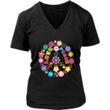 Peace Love Sign T-Shirt - Hippie Flowers Tee 60s Retro - Womens Plus Size up to 4X