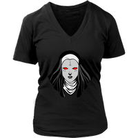 Halloween Occult Nun Tshirt - Creepy Black Religion Gothic T-Shirt - Womens Plus Size Up To 4X