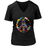 Peace Sign Butterflies Tshirt 60's 70's Boho Butterfly Retro Gift V-Neck T-Shirt Womens Plus Size S-4XL