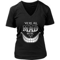 We're All Mad Here Wonderland T-Shirt Cheshire Cat Tee - Womens Plus Size Up To 4X