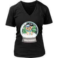 Dog Snowglobe Winter Tshirt - Cute Christmas Puppy Tee Shirt - Womens Plus Size Up To 4X