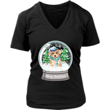 Dog Snowglobe Winter Tshirt - Cute Christmas Puppy Tee Shirt - Womens Plus Size Up To 4X