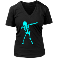 Neon Dabbing Skeleton Tshirt - Dancing Halloween Bones - Womens Plus Size up to 4X