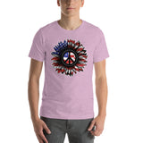 Flower Peace Sign American Flag 4th of July T-Shirt Unisex Up to 4X Plus Size