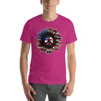 Flower Peace Sign American Flag 4th of July T-Shirt Unisex Up to 4X Plus Size