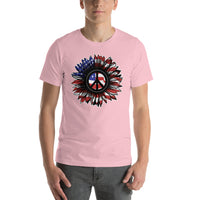 Flower Peace Sign American Flag 4th of July T-Shirt Unisex Up to 4X Plus Size