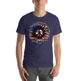 Flower Peace Sign American Flag 4th of July T-Shirt Unisex Up to 4X Plus Size