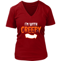 I'm With Creepy T-Shirt - Funny Halloween Party Tee - Womens Plus Size up to 4X