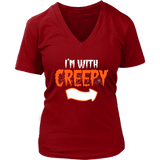 I'm With Creepy T-Shirt - Funny Halloween Party Tee - Womens Plus Size up to 4X