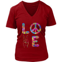 Peace and Love T-Shirt - Retro Tee - Kindness 60s 70s Tshirt - Womens Plus Size up to 4X