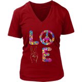 Peace and Love T-Shirt - Retro Tee - Kindness 60s 70s Tshirt - Womens Plus Size up to 4X