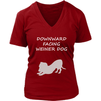 Yoga T-Shirt - Downward Facing Wiener Dog TShirt - Graphic T - Womens Plus Size Up To 4X