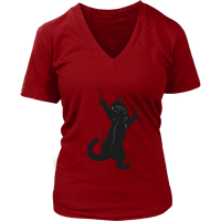 Cat T-Shirt - Climbing Kitty Tshirt - Cats Claw Scratch Tee - Womens Plus Size Up To 4X