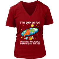 Funny Flat Earth Cat Joke T-Shirt - Flat Earther Society - Womens Plus Size Up To 4X