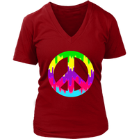 Dripping Paint Peace Sign T-Shirt - 60s 70s Hippie Retro Tee - Womens Plus Size up to 4X