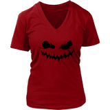 Evil Pumpkin Smile Tshirt - Creepy Jack O Lantern Tee - Womens Plus Size up to 4X