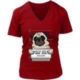 Funny Bad Dog T-Shirt - Pug Jail Mug Shot - Prisoner Puppy - Womens Plus Size Up To 4X