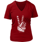 Peace Love Hand Sign T-Shirt - Kindness Unity 60s Retro Tee - Womens Plus Size up to 4X