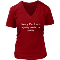 Funny Late Excuse T Shirt Dog Cuddle Tee Shirt Dog Lover - Womens Plus Size Up To 4X