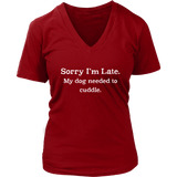 Funny Late Excuse T Shirt Dog Cuddle Tee Shirt Dog Lover - Womens Plus Size Up To 4X