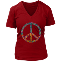 Mandala Peace Sign T-Shirt - 70s Retro Feathers Tee - Womens Plus Size up to 4X