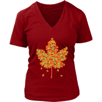 Autumn Season Maple Leaf Tshirt - Fall Leaves T-Shirt - Womens Plus Size Up To 4X