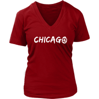 Chicago Illinois Peace Sign T-Shirt Retro Hippie Windy City Womens Plus Size