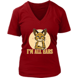 I'm All Ears Ginger Serval Cat Rescue Wild Animal Big Cats V-Neck T-Shirt Womens Plus Size S-4XL