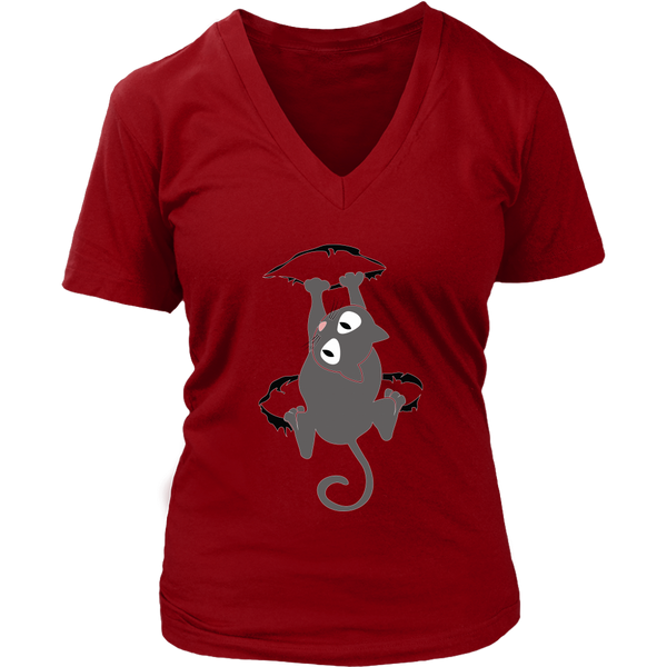 Hanging Cat T-Shirt - Climbing Clinging Kitty Tee Shirt - Womens Plus Size up to 4X