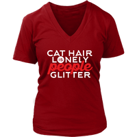 Cat Hair Is Lonely People Glitter Tshirt - Introvert T-Shirt - Love Kitty Tee - Womens Plus Size Up To 4X