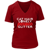 Cat Hair Is Lonely People Glitter Tshirt - Introvert T-Shirt - Love Kitty Tee - Womens Plus Size Up To 4X