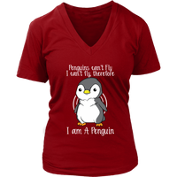 Penguins Can't Fly Cute Penguin Bird Flightless Animal V-Neck T-Shirt Womens Plus Size S-4XL