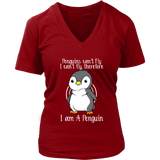 Penguins Can't Fly Cute Penguin Bird Flightless Animal V-Neck T-Shirt Womens Plus Size S-4XL