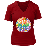 Happy Face Peace Sign Tshirt - Smile Flowers Retro Tee - Womens Plus Size Up To 4X