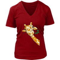 Funny Giraffe Safari Zoo Animal Love Giraffes V-Neck T-Shirt Womens Plus Size S-4XL