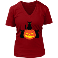 Spooky Black Cat T-Shirt - Halloween Pumpkin Tshirt - Womens Plus Size up to 4X