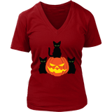 Spooky Black Cat T-Shirt - Halloween Pumpkin Tshirt - Womens Plus Size up to 4X