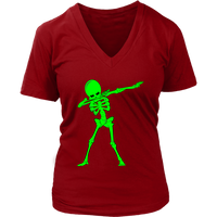 Neon Dabbing Skeleton Tshirt - Bright Halloween Dancing Bone - Womens Plus Size up to 4X