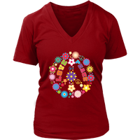 Peace Love Sign T-Shirt - Hippie Flowers Tee 60s Retro - Womens Plus Size up to 4X