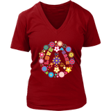 Peace Love Sign T-Shirt - Hippie Flowers Tee 60s Retro - Womens Plus Size up to 4X